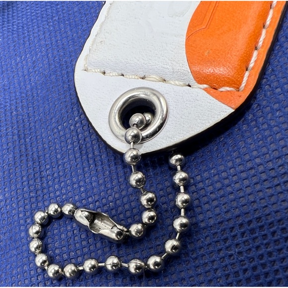 COACH White Orange Leather Hang Tag KEY FOB 3" Large Charm - Picture 5 of 5